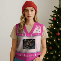 Raccoon Eating Baguette Graphic V-Neck Knit Sweater Vest Humorous Gay Pride Gift