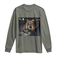 Raccoon Eating Baguette Graphic Long Sleeve Shirt Humorous Gay Pride Gift
