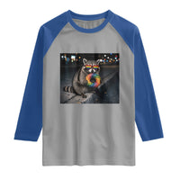 Raccoon Eating Baguette Graphic Raglan Shirt Humorous Gay Pride Gift