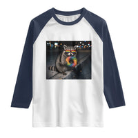 Raccoon Eating Baguette Graphic Raglan Shirt Humorous Gay Pride Gift