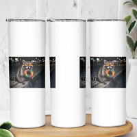 Raccoon Eating Baguette Graphic Skinny Tumbler Humorous Gay Pride Gift