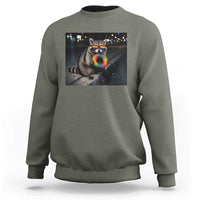 Raccoon Eating Baguette Graphic Sweatshirt Humorous Gay Pride Gift