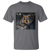 Raccoon Eating Baguette Graphic T Shirt Humorous Gay Pride Gift