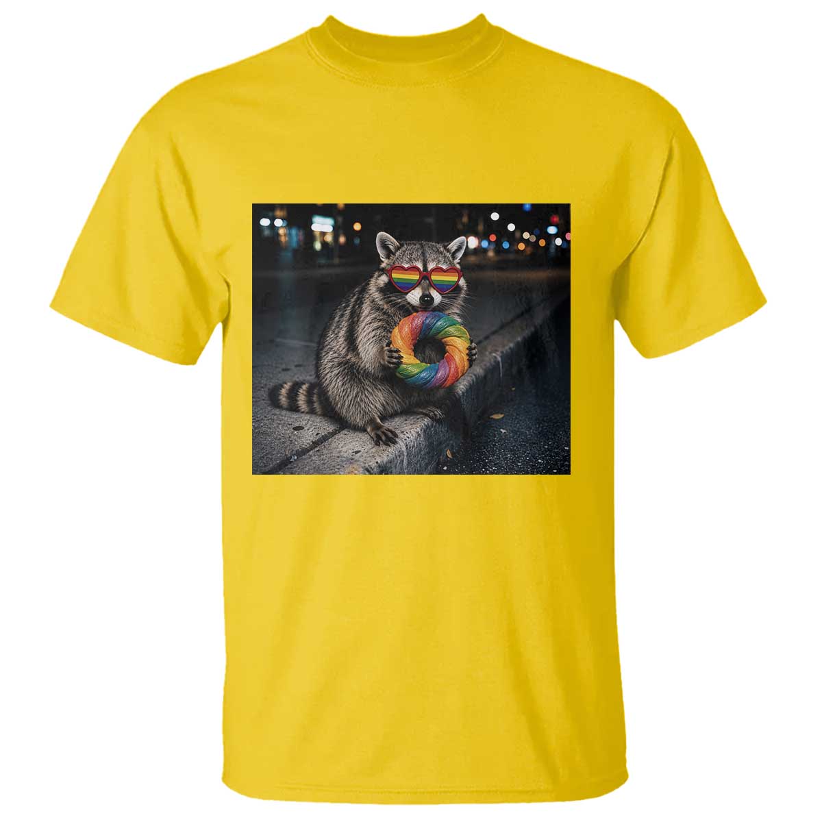 Raccoon Eating Baguette Graphic T Shirt Humorous Gay Pride Gift