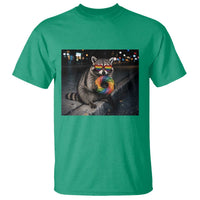 Raccoon Eating Baguette Graphic T Shirt Humorous Gay Pride Gift