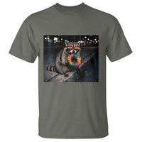 Raccoon Eating Baguette Graphic T Shirt Humorous Gay Pride Gift