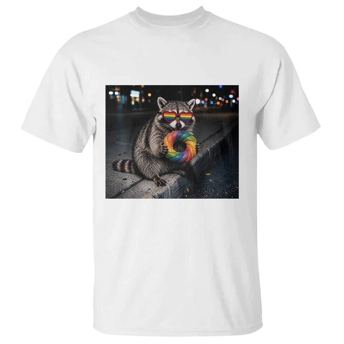 Raccoon Eating Baguette Graphic T Shirt Humorous Gay Pride Gift