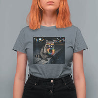 Raccoon Eating Baguette Graphic T Shirt For Women Humorous Gay Pride Gift