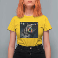 Raccoon Eating Baguette Graphic T Shirt For Women Humorous Gay Pride Gift
