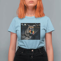 Raccoon Eating Baguette Graphic T Shirt For Women Humorous Gay Pride Gift