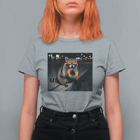 Raccoon Eating Baguette Graphic T Shirt For Women Humorous Gay Pride Gift