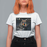 Raccoon Eating Baguette Graphic T Shirt For Women Humorous Gay Pride Gift