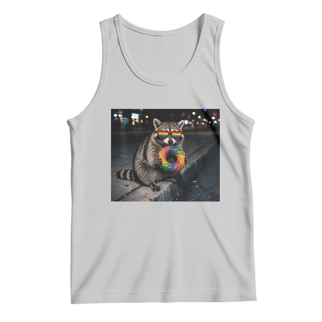 Raccoon Eating Baguette Graphic Tank Top Humorous Gay Pride Gift