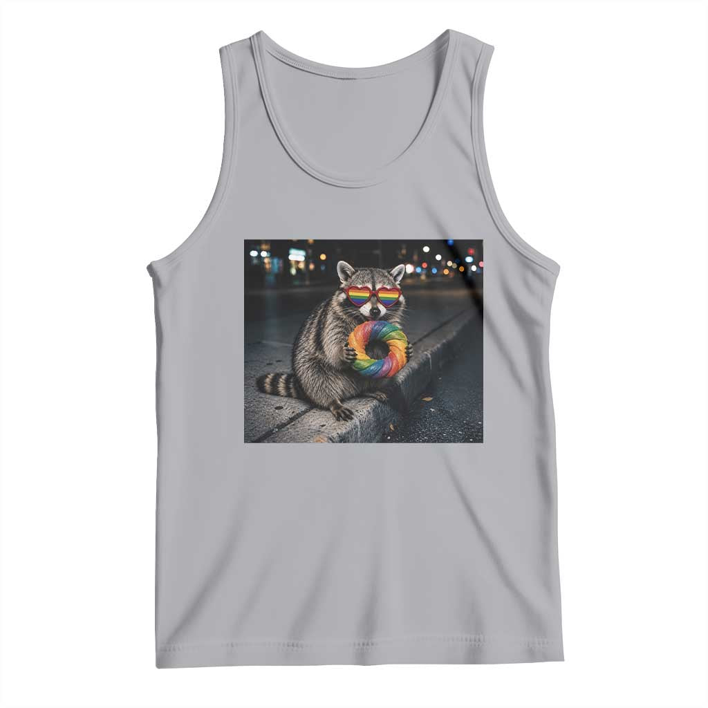 Raccoon Eating Baguette Graphic Tank Top Humorous Gay Pride Gift