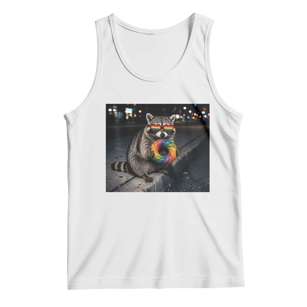 Raccoon Eating Baguette Graphic Tank Top Humorous Gay Pride Gift