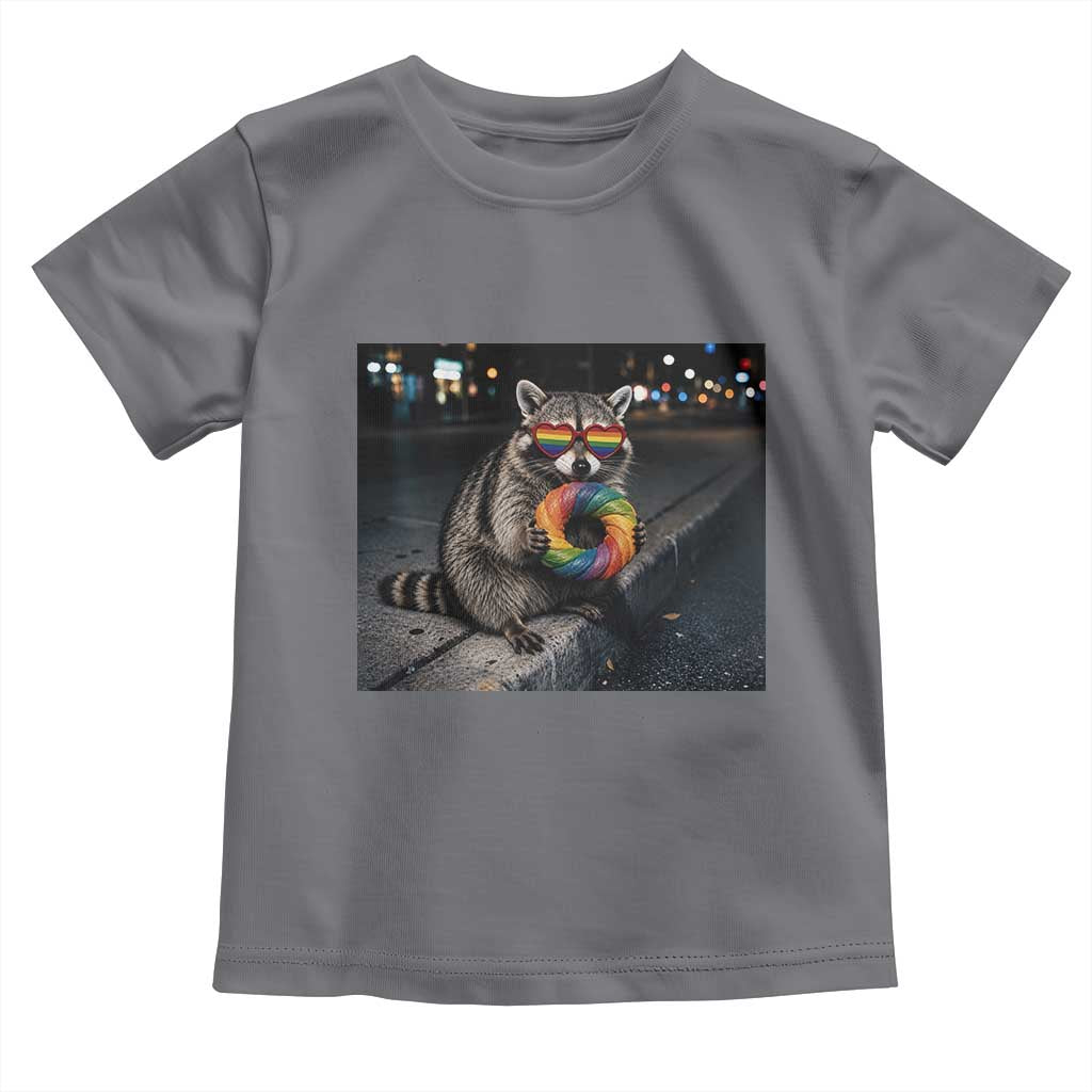 Raccoon Eating Baguette Graphic Toddler T Shirt Humorous Gay Pride Gift