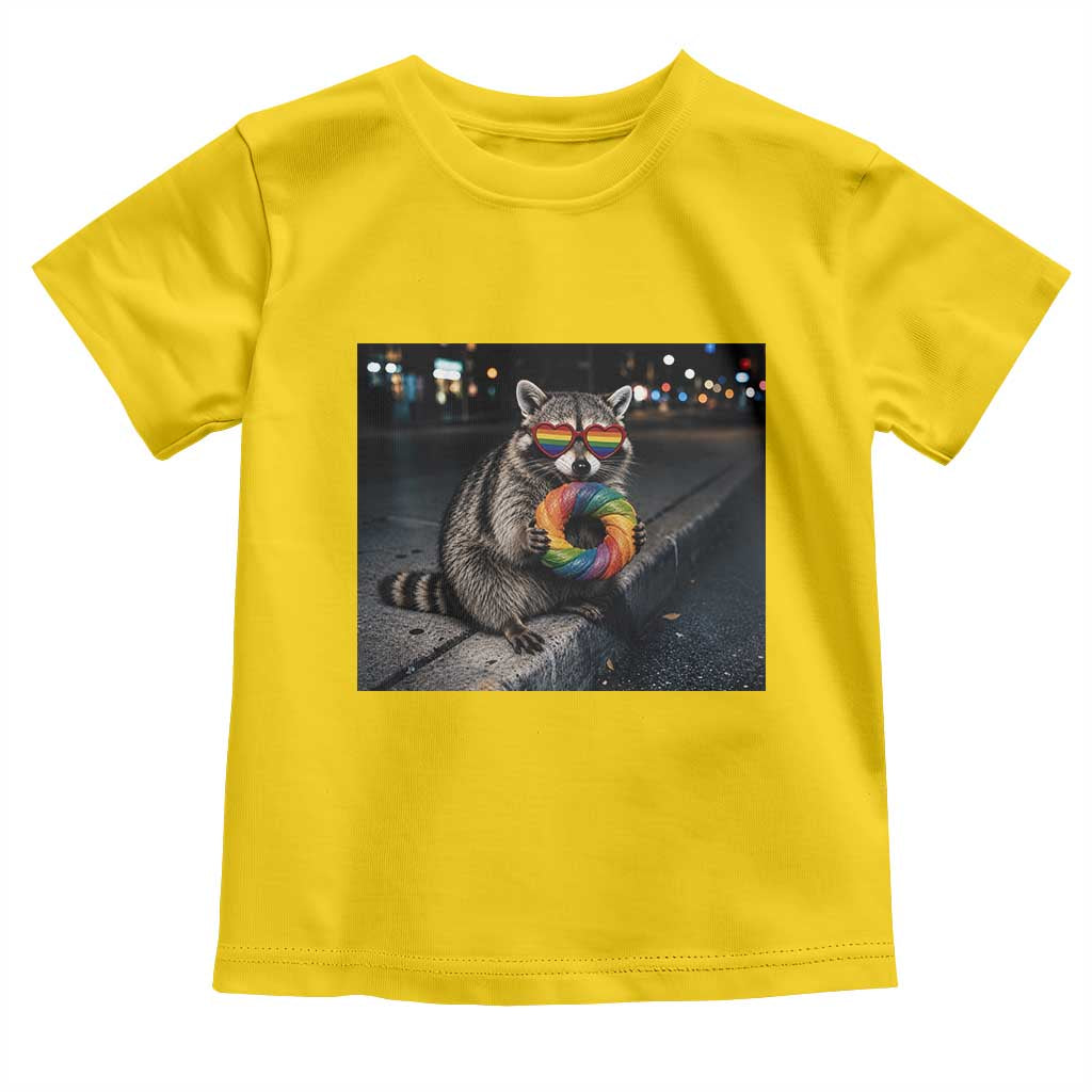 Raccoon Eating Baguette Graphic Toddler T Shirt Humorous Gay Pride Gift