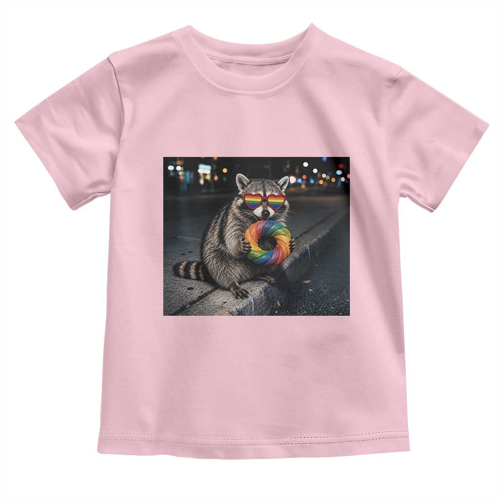 Raccoon Eating Baguette Graphic Toddler T Shirt Humorous Gay Pride Gift