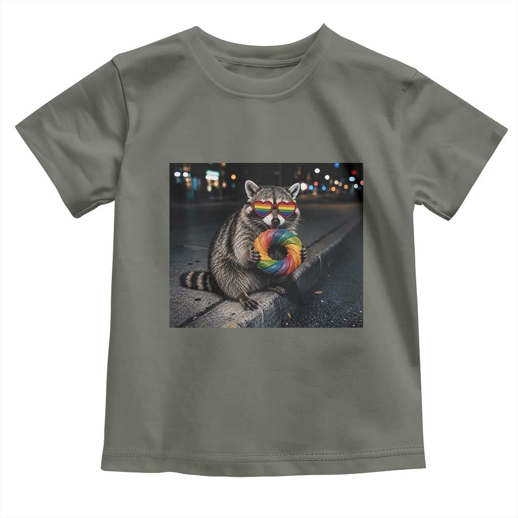 Raccoon Eating Baguette Graphic Toddler T Shirt Humorous Gay Pride Gift