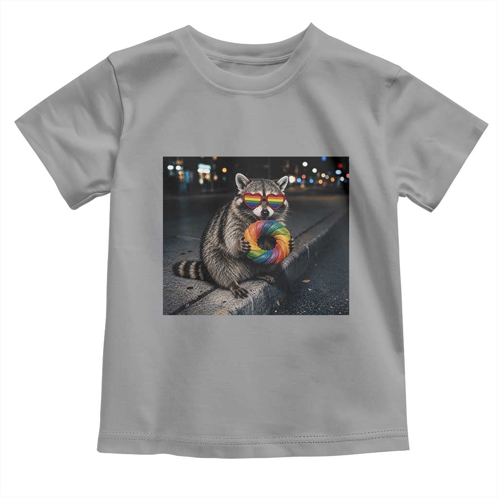 Raccoon Eating Baguette Graphic Toddler T Shirt Humorous Gay Pride Gift