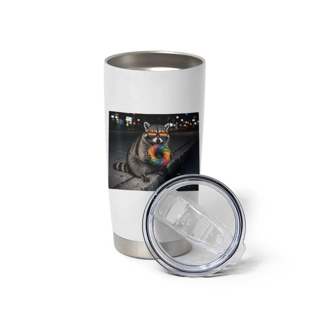Raccoon Eating Baguette Graphic Tumbler Cup Humorous Gay Pride Gift