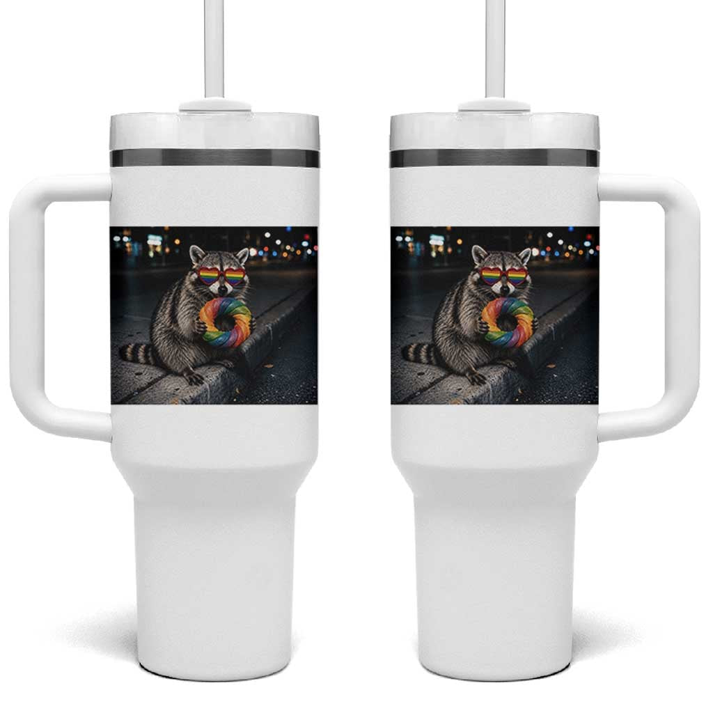 Raccoon Eating Baguette Graphic Tumbler With Handle Humorous Gay Pride Gift