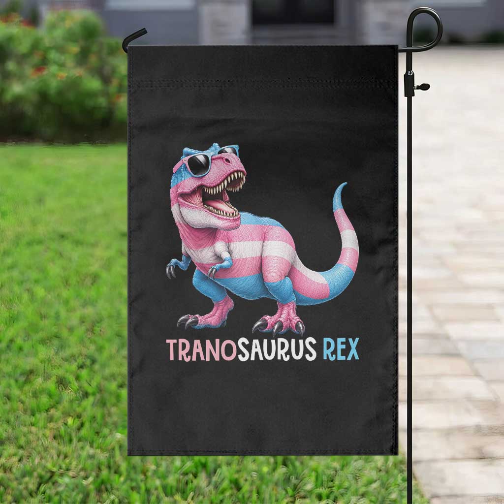Transaurus Rex Transgender Pride Garden Flag Funny Dinosaur Lover