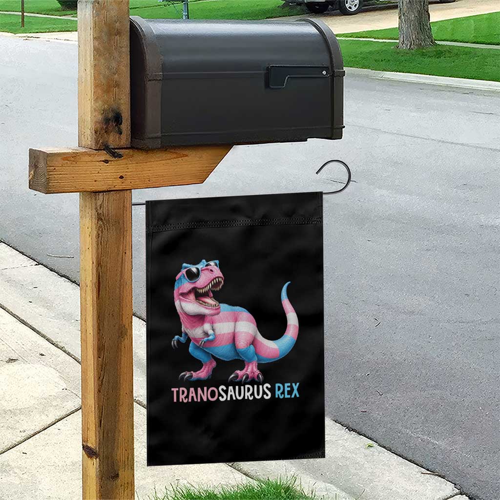 Transaurus Rex Transgender Pride Garden Flag Funny Dinosaur Lover