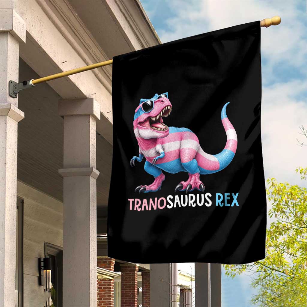 Transaurus Rex Transgender Pride Garden Flag Funny Dinosaur Lover