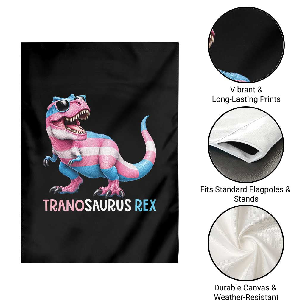 Transaurus Rex Transgender Pride Garden Flag Funny Dinosaur Lover