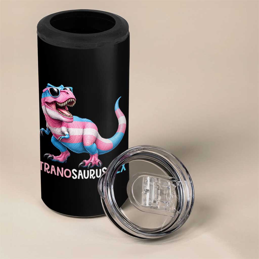 Transaurus Rex Transgender Pride 4 in 1 Can Cooler Tumbler Funny Dinosaur Lover