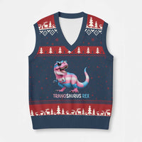 Transaurus Rex Transgender Pride V-Neck Knit Sweater Vest Funny Dinosaur Lover