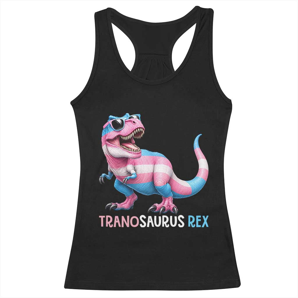 Transaurus Rex Transgender Pride Racerback Tank Top Funny Dinosaur Lover