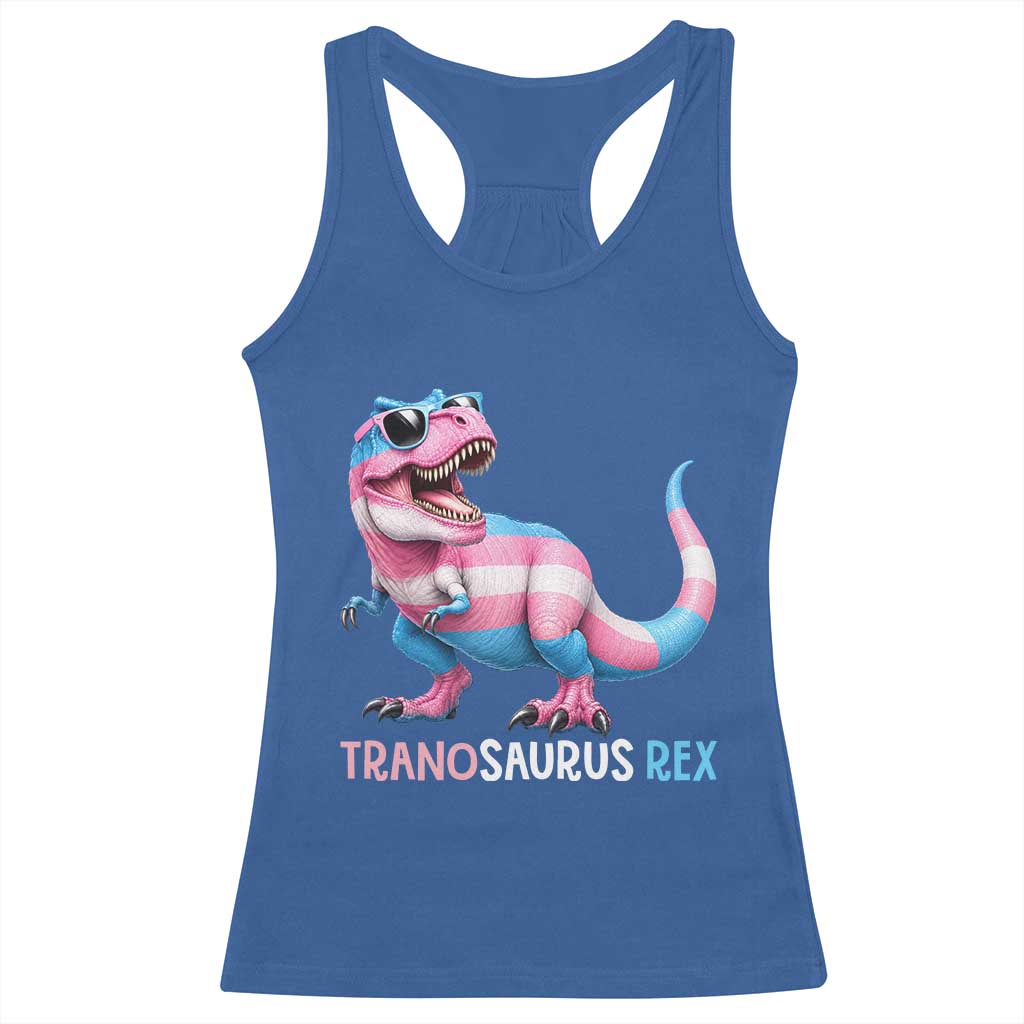 Transaurus Rex Transgender Pride Racerback Tank Top Funny Dinosaur Lover