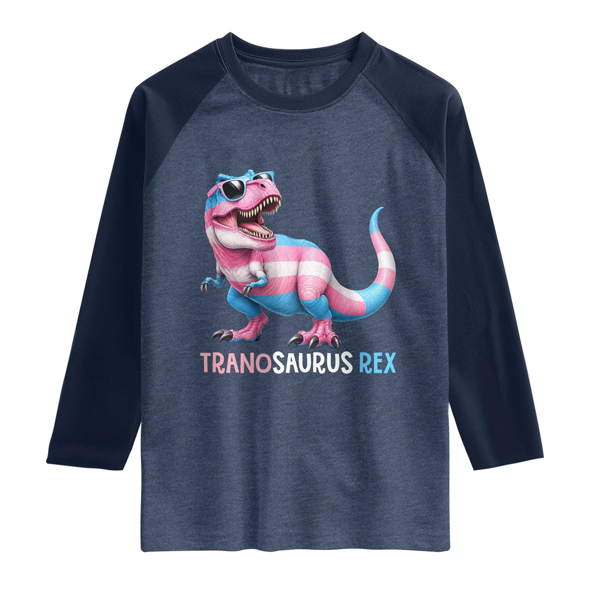 Transaurus Rex Transgender Pride Raglan Shirt Funny Dinosaur Lover