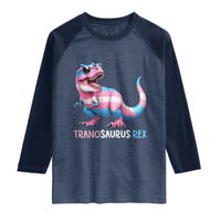 Transaurus Rex Transgender Pride Raglan Shirt Funny Dinosaur Lover