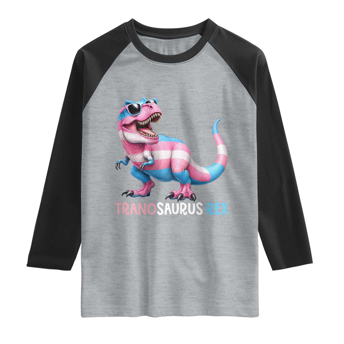 Transaurus Rex Transgender Pride Raglan Shirt Funny Dinosaur Lover