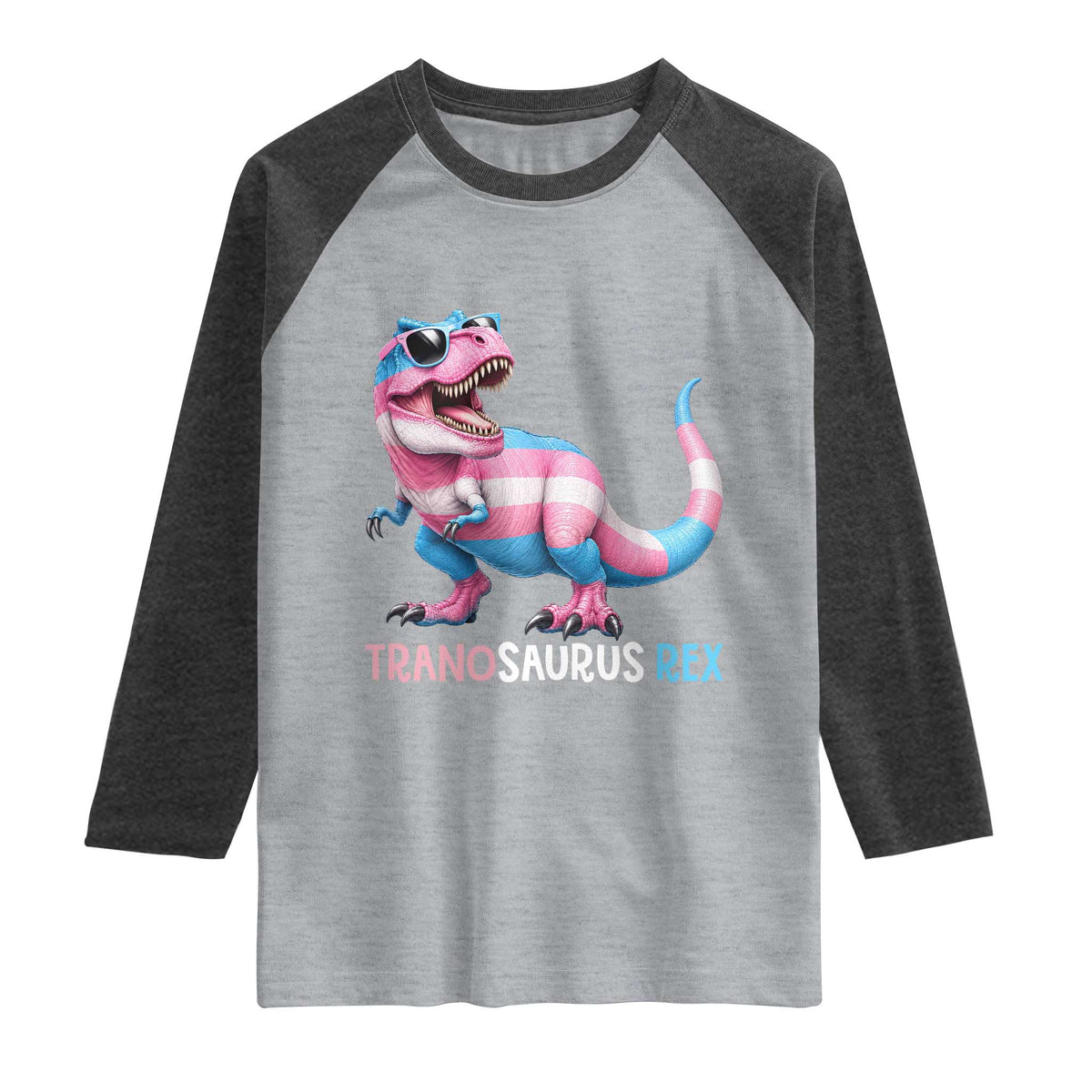Transaurus Rex Transgender Pride Raglan Shirt Funny Dinosaur Lover