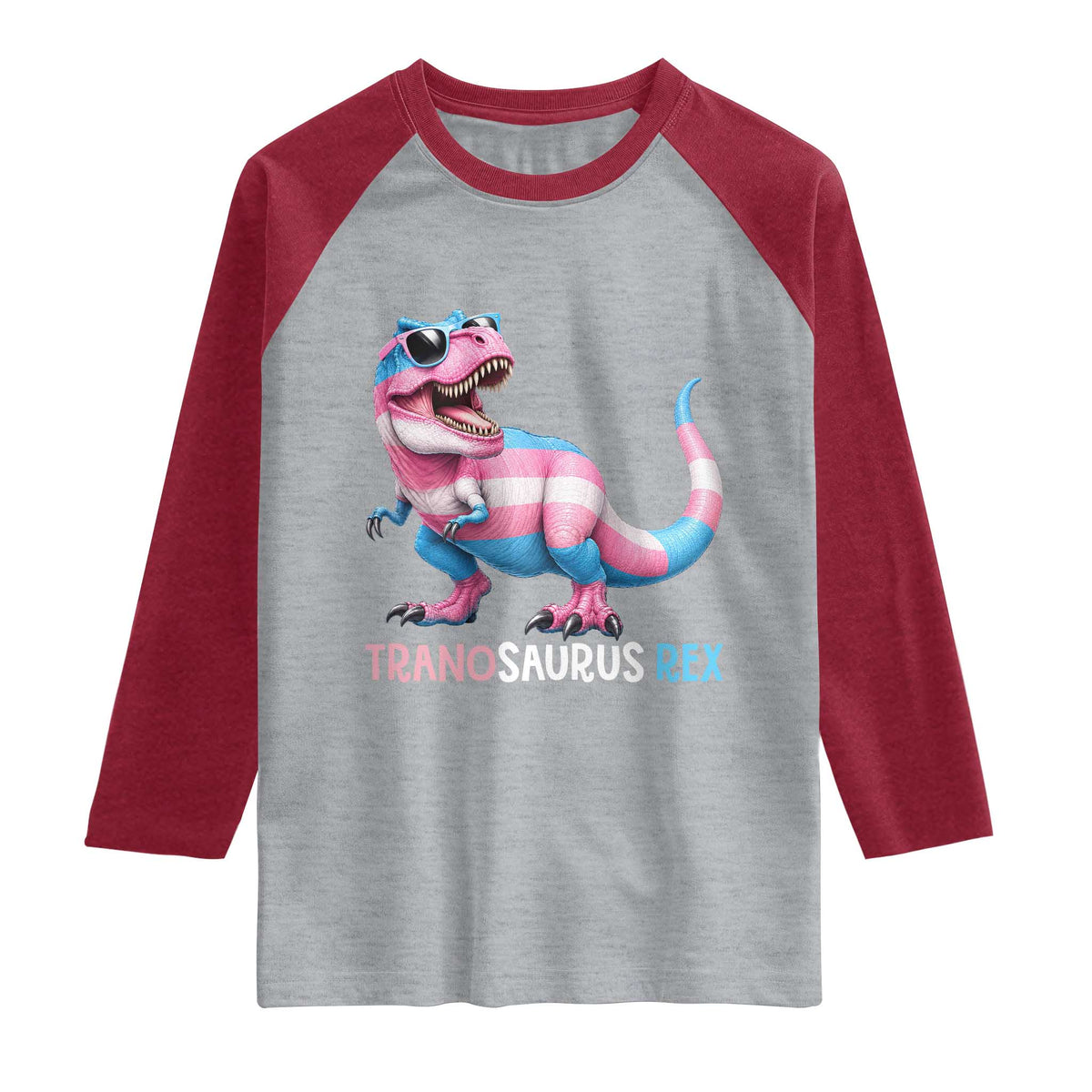 Transaurus Rex Transgender Pride Raglan Shirt Funny Dinosaur Lover