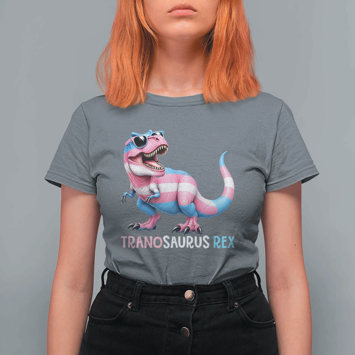 Transaurus Rex Transgender Pride T Shirt For Women Funny Dinosaur Lover