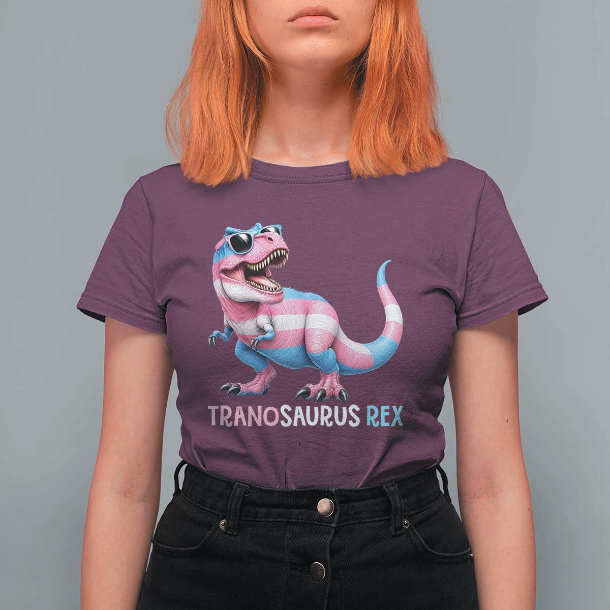 Transaurus Rex Transgender Pride T Shirt For Women Funny Dinosaur Lover