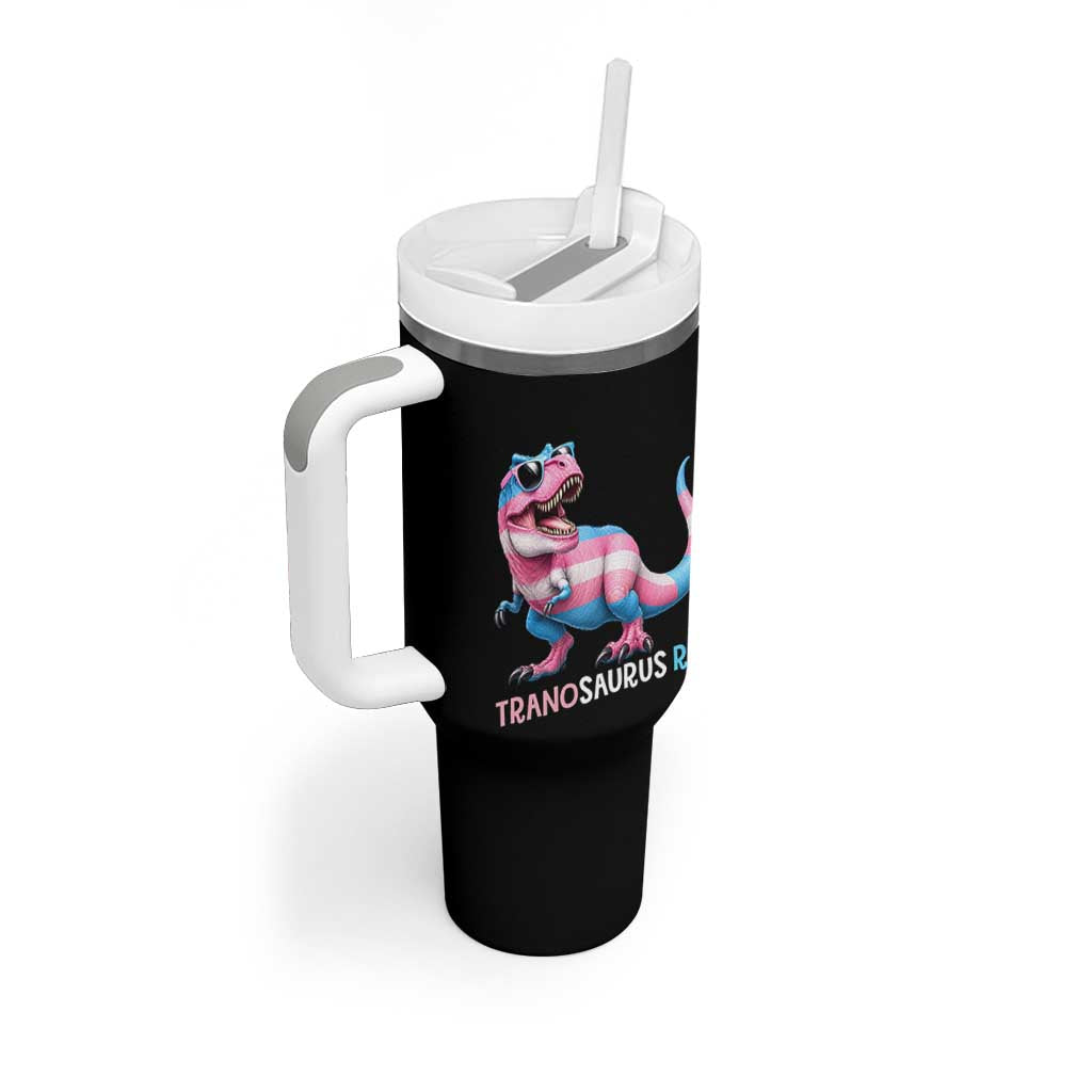 Transaurus Rex Transgender Pride Tumbler With Handle Funny Dinosaur Lover