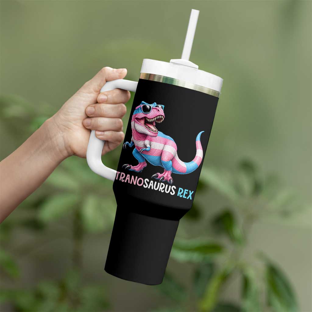 Transaurus Rex Transgender Pride Tumbler With Handle Funny Dinosaur Lover