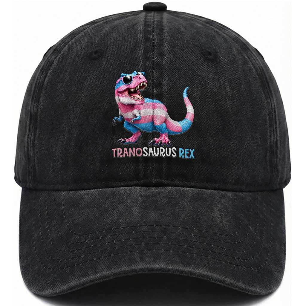 Transaurus Rex Transgender Pride Washed Cotton Baseball Cap Funny Dinosaur Lover