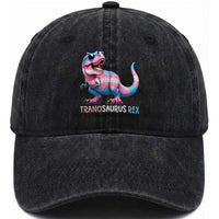 Transaurus Rex Transgender Pride Washed Cotton Baseball Cap Funny Dinosaur Lover