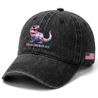 Transaurus Rex Transgender Pride Washed Cotton Baseball Cap Funny Dinosaur Lover