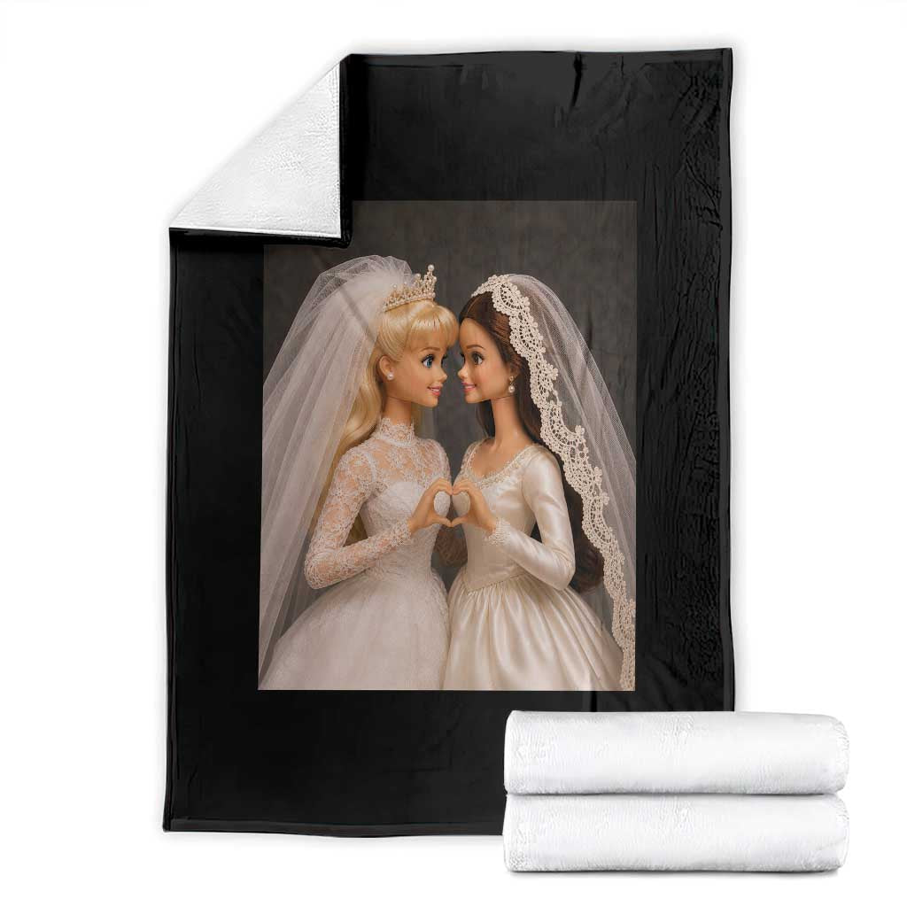 Funny Lesbian Doll Wedding Engagement Throw Blanket LGBTQ Pride Gift