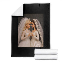 Funny Lesbian Doll Wedding Engagement Throw Blanket LGBTQ Pride Gift