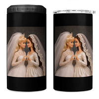Funny Lesbian Doll Wedding Engagement 4 in 1 Can Cooler Tumbler LGBTQ Pride Gift