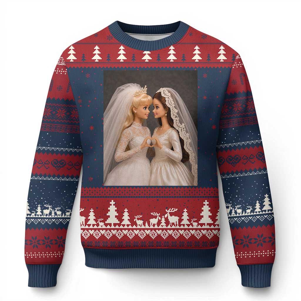Funny Lesbian Doll Wedding Engagement Ugly Christmas Sweater LGBTQ Pride Gift